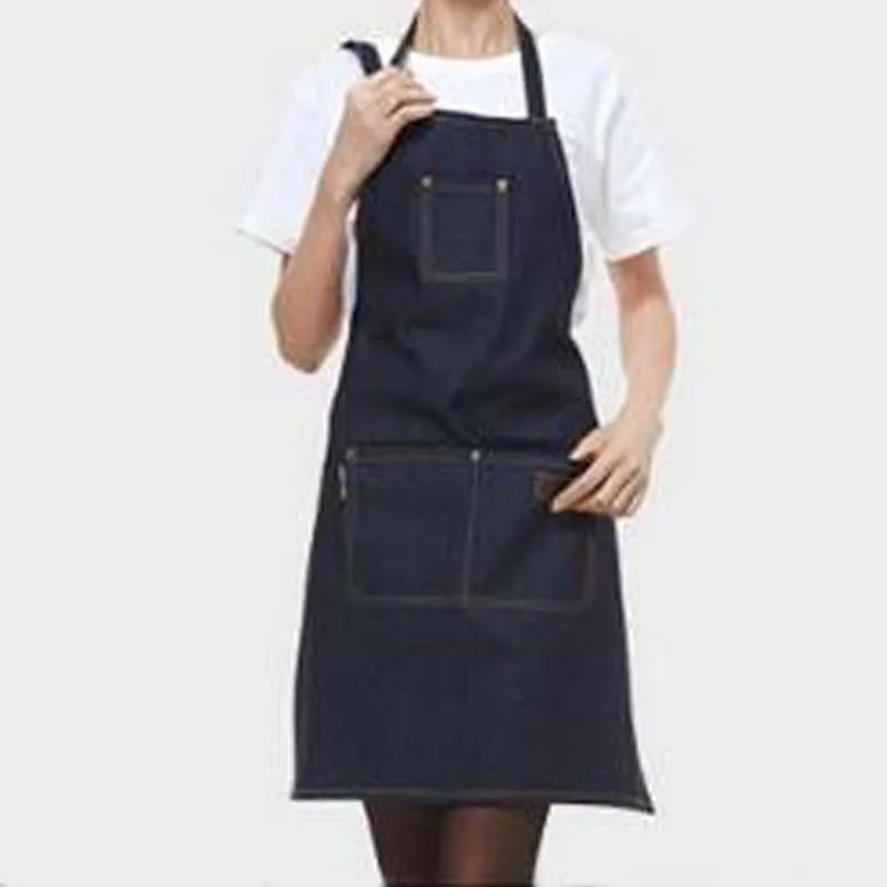 Delantal De Chef De Mezclilla Negra – Unisex Con Babero – Cocina Y Trabajo (Talla Única) – EODIEBN