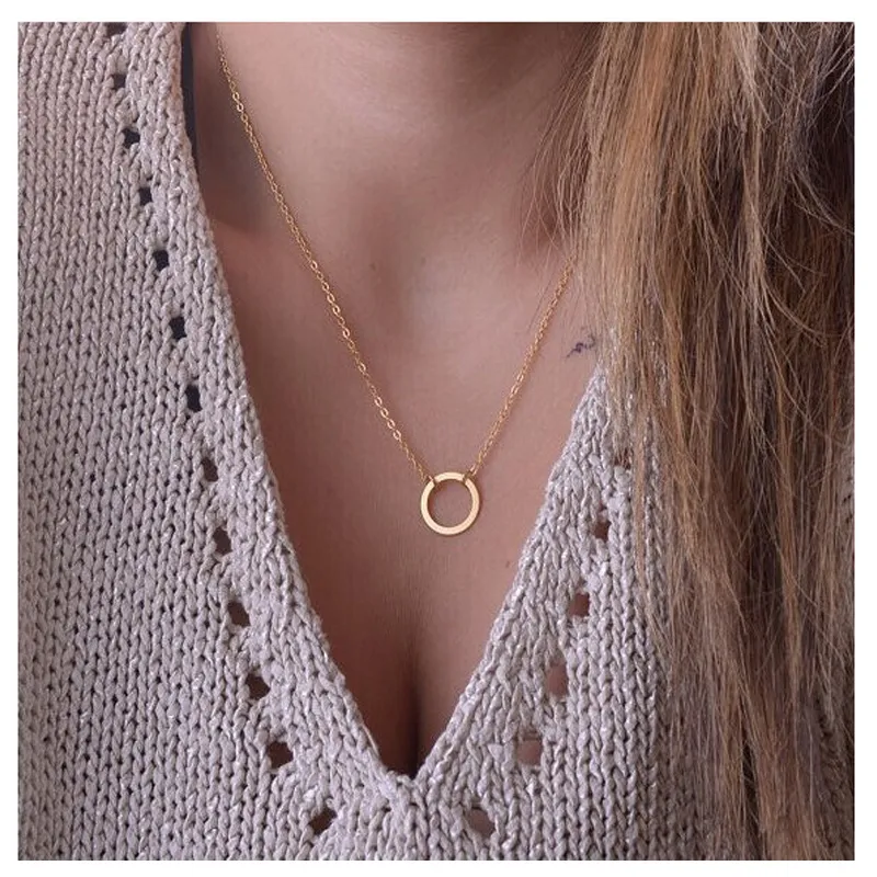 Free shipping Circle Pendants Necklace Eternity Necklace Karma Infinity Gold Minimalist Jewelry Dainty Forever Circle Necklace Gift