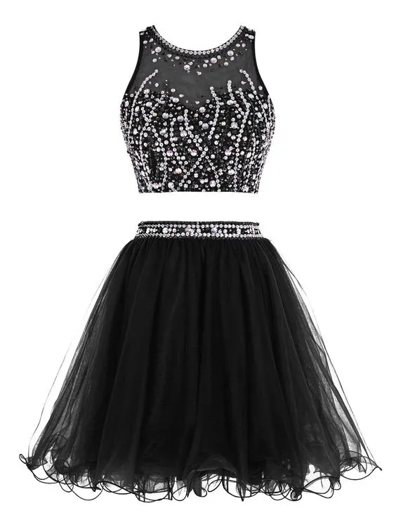 black sparkly two piece dress Black