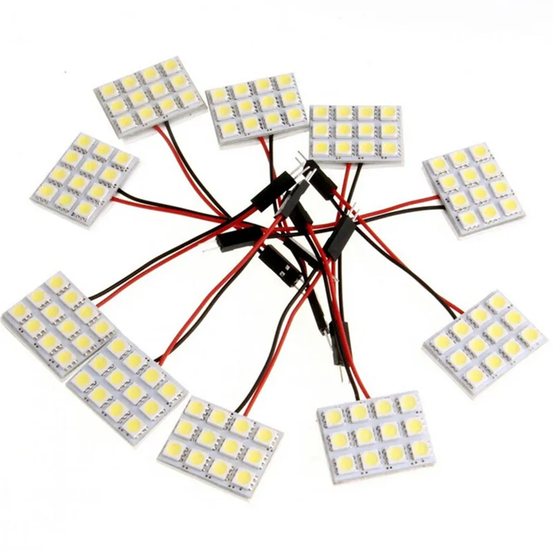 lot Pure White 12 5050 SMD LED LED Light Light Panel T10 DOME BATS BA9S Adapter DC 12V 2973571