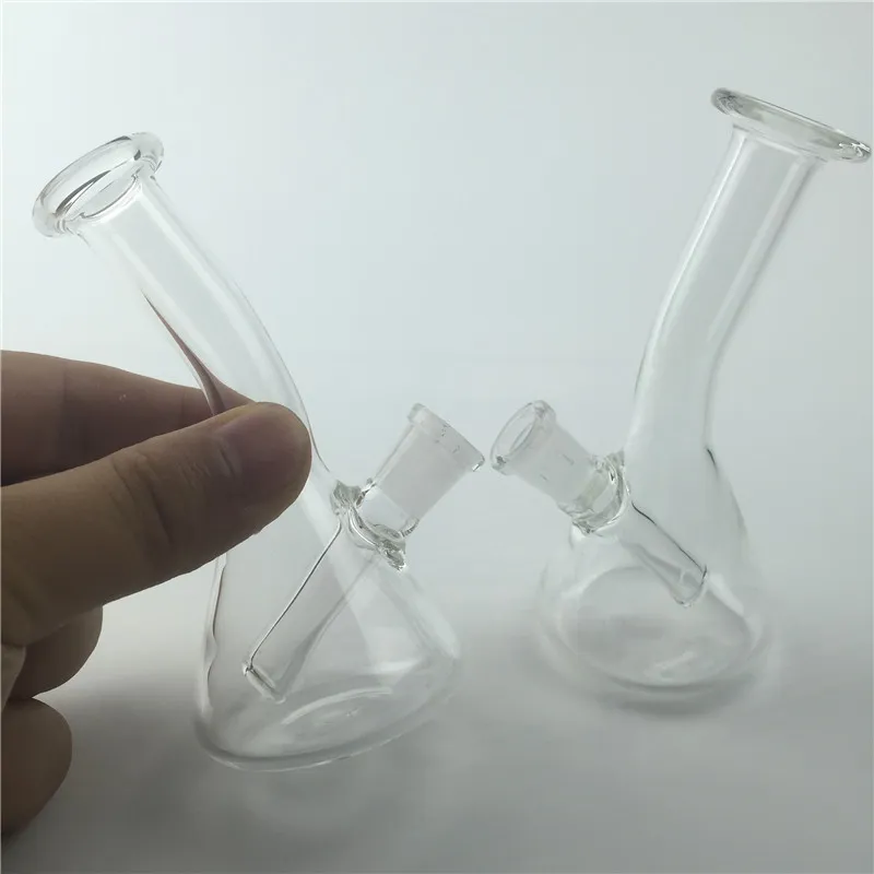 4.3 inch mini glass oil rig bong water pipe with 10mm female 45g clear thick pyrex heady recycler glass bongs