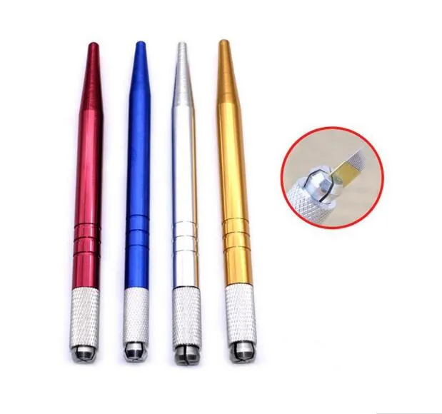 DHL Silber Marke Legierung Professionelle Permanent Make-Up Manuelle Stift 3D Augenbraue Stickerei Handgemachte Tattoo MicroBlading Stift