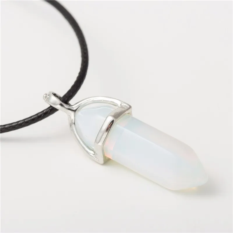 Verklig r￥ ￤del rosa lila kristall hexagonal kula pendelle reiki point chakra naturliga stenh￤ngen halsband kvinnor mki smycken