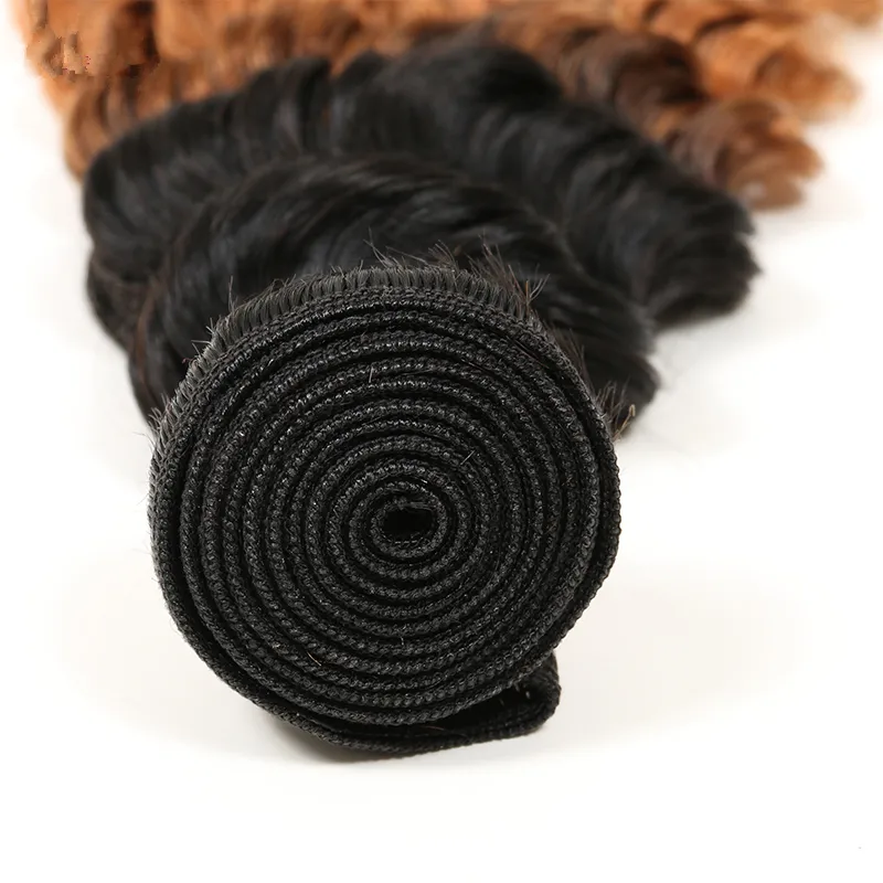 Dunkelwurzeliges kastanienbraunes Haarbündel, tiefes lockiges Haar, 3 Stück, #1B/30, zweifarbiges Haarprodukt für schwarze Frauen