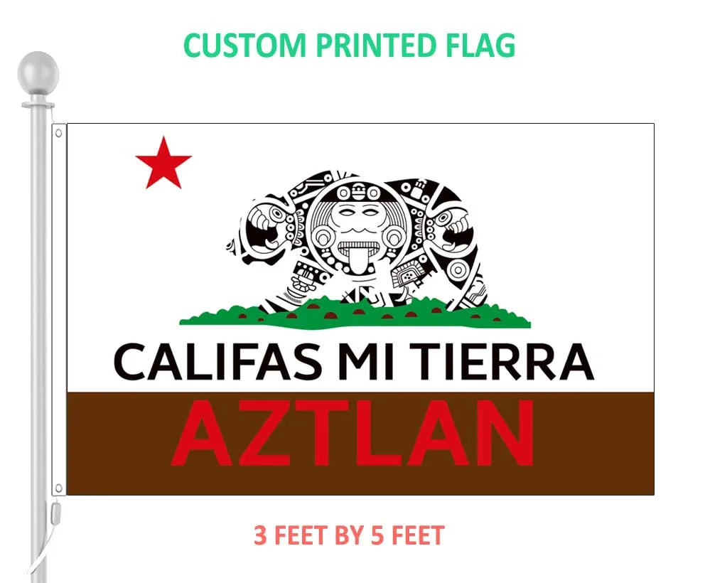 Califas Aztlan Flag Banner - Custom Polyester Decor w/ 2 Grommets, 3x5 ft - Vibrant Colors for Indoors & Outdoors