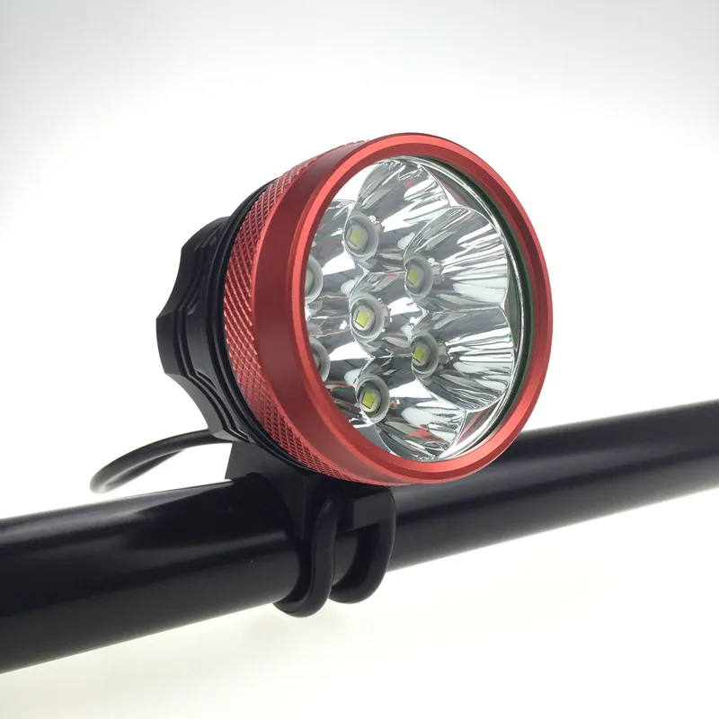 8000 Lumen 7 * CREE XM-L T6 LED Super Ljus Bike LED Cykellampa Ljus strålkastare Vattentät Aluminiumlegering 6 * 18650 Batteri