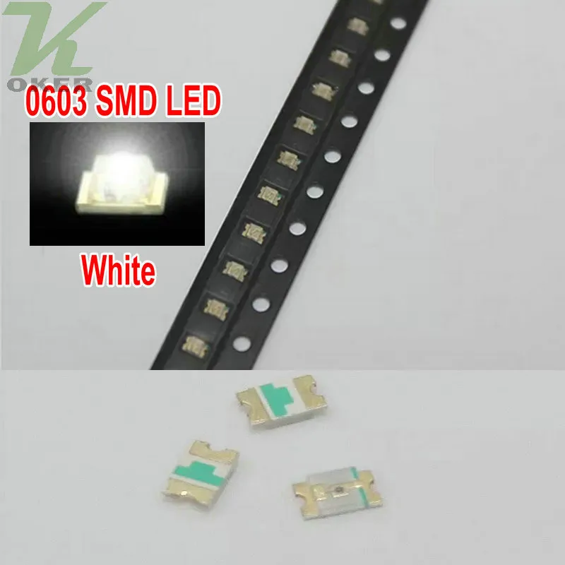 4000 قطعة / بكرة SMD 0603 الأبيض LED مصباح الثنائيات جدا مشرق