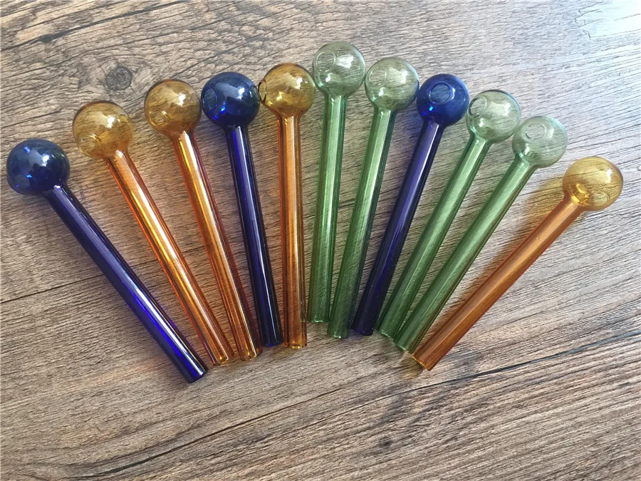 Pyrex glazen olie brander pijp kleurrijke blauw / groen / oranje glazen buis olie pijp glazen pijp olie nagel glas olie pijp dikke heldere glas