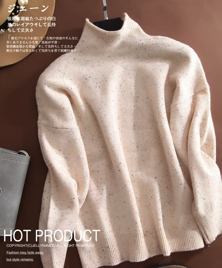 2018 EUR Maglione in cashmere da donna in stile americano a maniche lunghe con collo alto Nuovo maglione casual l'autunno inverno