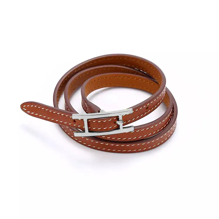 2017 Jewelry wholesale H belt buckle, three layer leather bracelet, Kell bracelet, H letter leather, men and women Bracelet