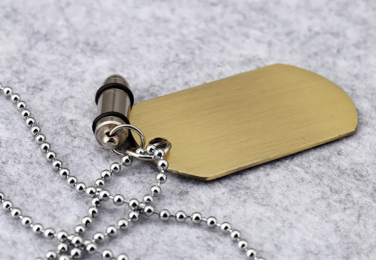 Hipster Hip Hop Jewelry Bullet & U.S.Army Card Pendant Necklace Beaded Chain For Men Women Dog Tag 