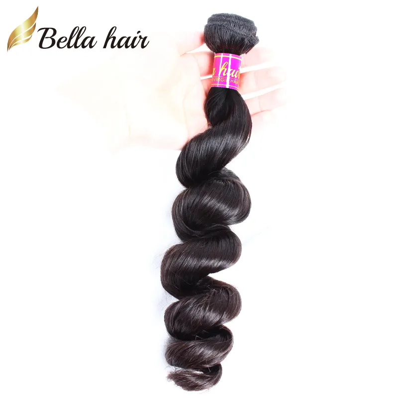 Offres de paquets de cheveux péruviens 100% extensions humaines non transformées 1 pièce couleur naturelle vague lâche tissage de trame forte 8A 8-34 pouces belle boucle