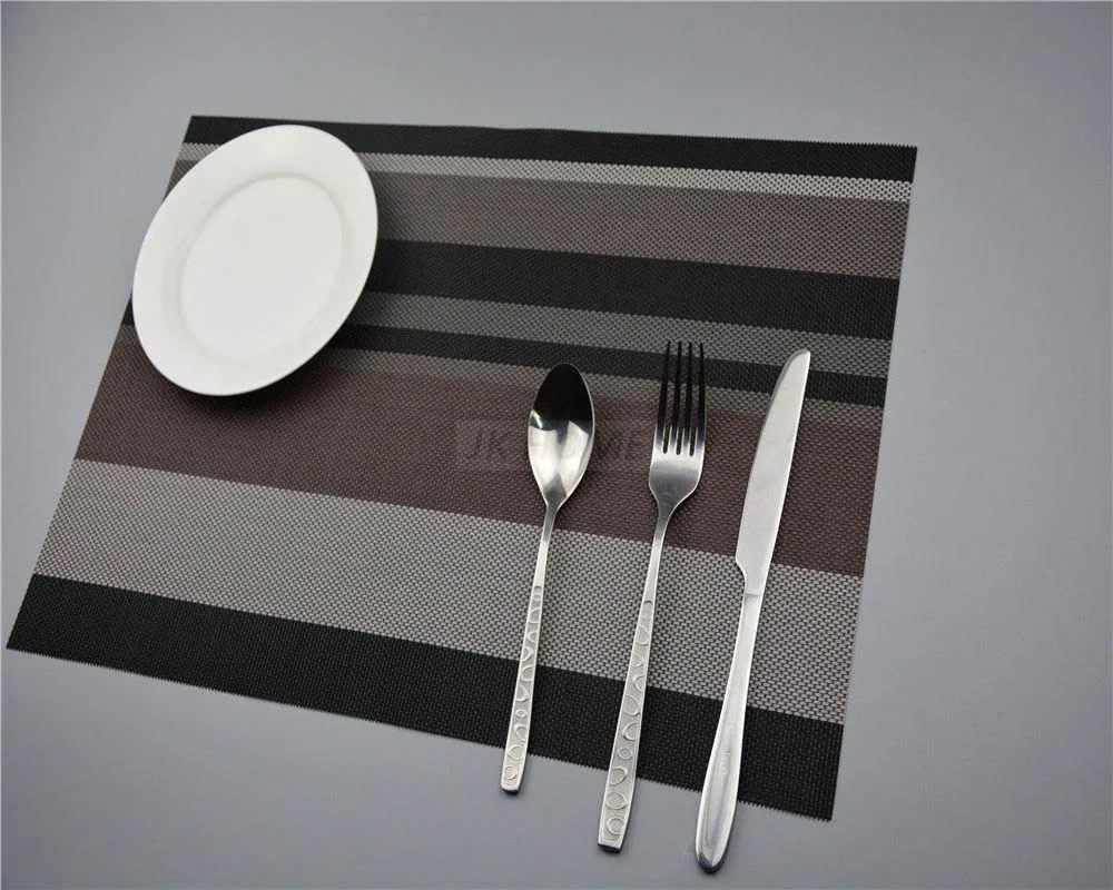 JANKNGHeat-insulated Tableware Dinner Mat Stripe PVC Placemat Pad Kitchen Dinning Bowl Dish Waterproof Pad Table Mat