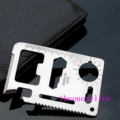 New Multi Tools 11 in 1 Multifunction Outdoor Hunting survival tool card Camping Pocket Military credit card knife Silver Black Best quality