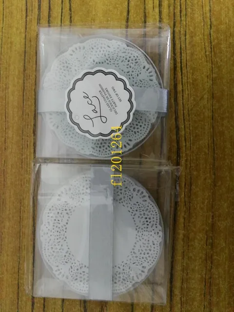 = fedex dhl Wedding favors gifts Lace Exquisite Frosted Glass Coasters For Party