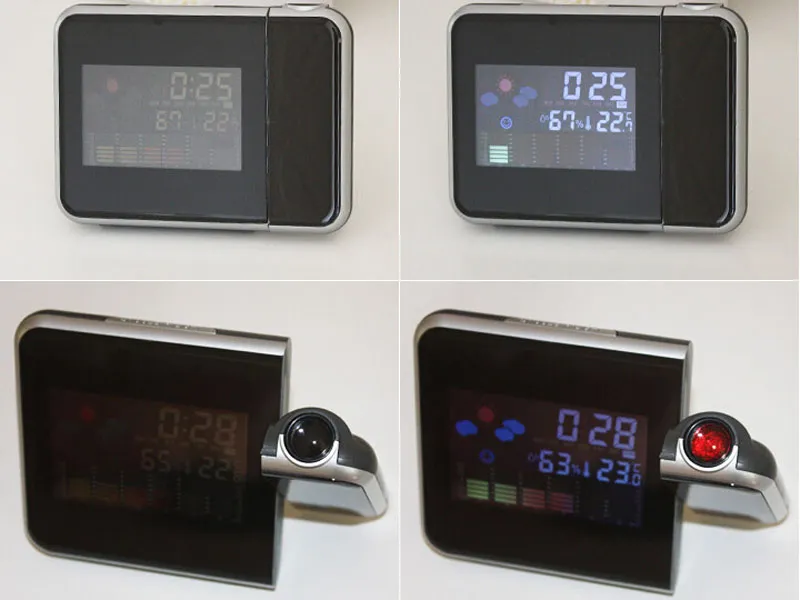 Digital LED Display Projector Battery Powered Time Alarm Clock Weather ...