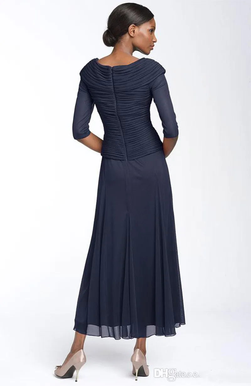 Heißes maßgeschneidertes Kleid für die Brautmutter, preiswert, elegant, V-Ausschnitt, halbe Ärmel, Chiffon, Tee-Länge, formelles Abendkleid für die Mutter