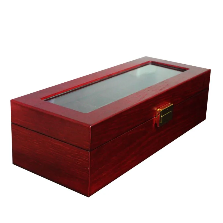 Najlepszy prezent na luksusowe drewniane drewno / orzech / mahoniowy pudełko do przechowywania obudowy dla marki zegarki 6 siatki zegarka pudełka, Oemdrop Shipping