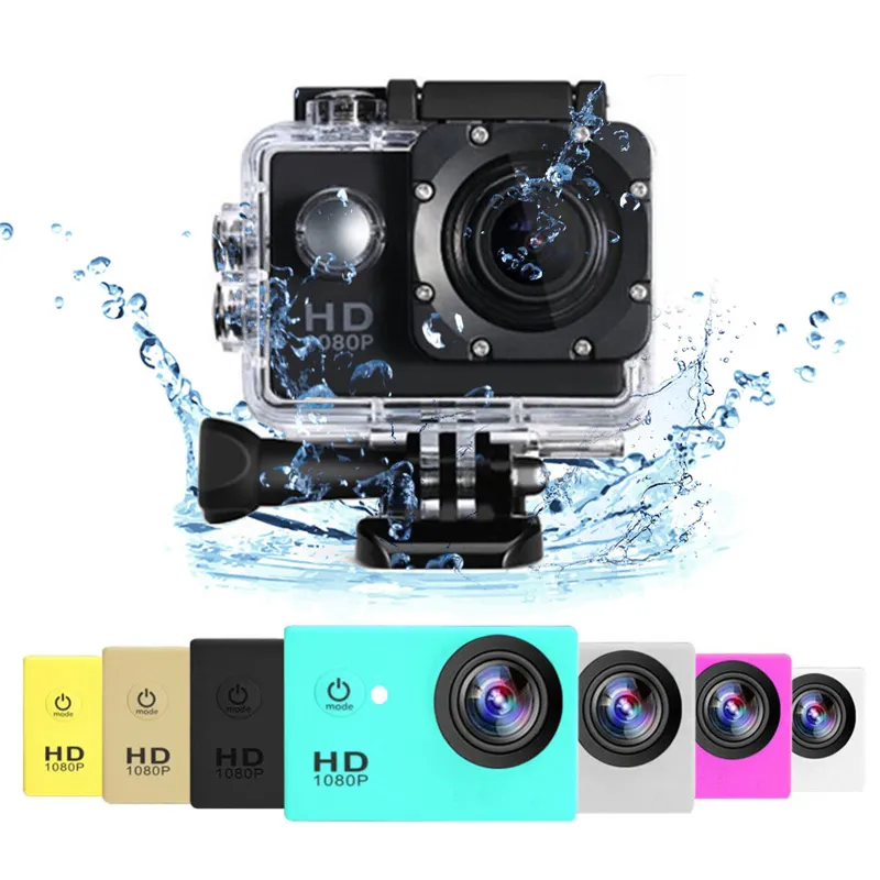 Action Camera 12MP Waterproof 30m Outdoor Sports Video DV Camera 1080P Full  HD LCD Mini Camcorder with 900mAh Rechargeable Batteries and Mounting