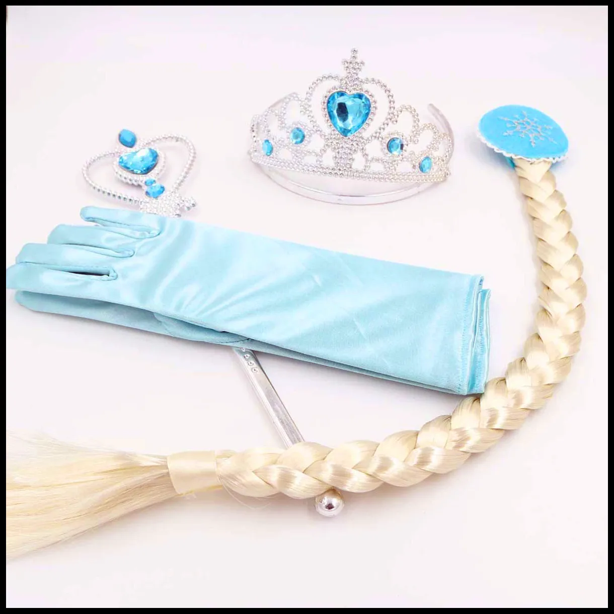 Prinsessan Hårtillbehör Crown + Magic Stick + peruk + handskar / set Baby Girls Halloween Cosplay Princess Smycken Sets C2897