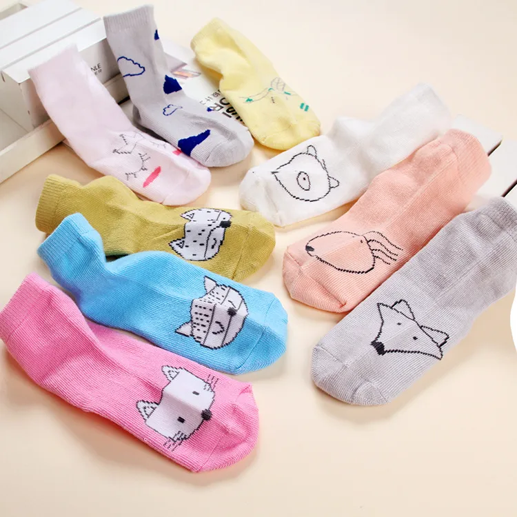 Spring & Fall Style Kids Socks Cartoon Cotton Baby Socks Cute Cat Fox Pattern Ankle Sock For Children /Color