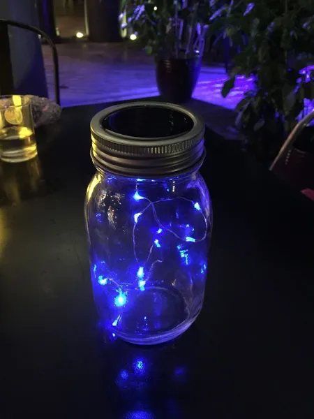 2st Blue Regular Color LED Solar Mason Jar Fairy Light Light Light Up Weddings Parties 276 Inch Löstagbar Metal Ring1794412