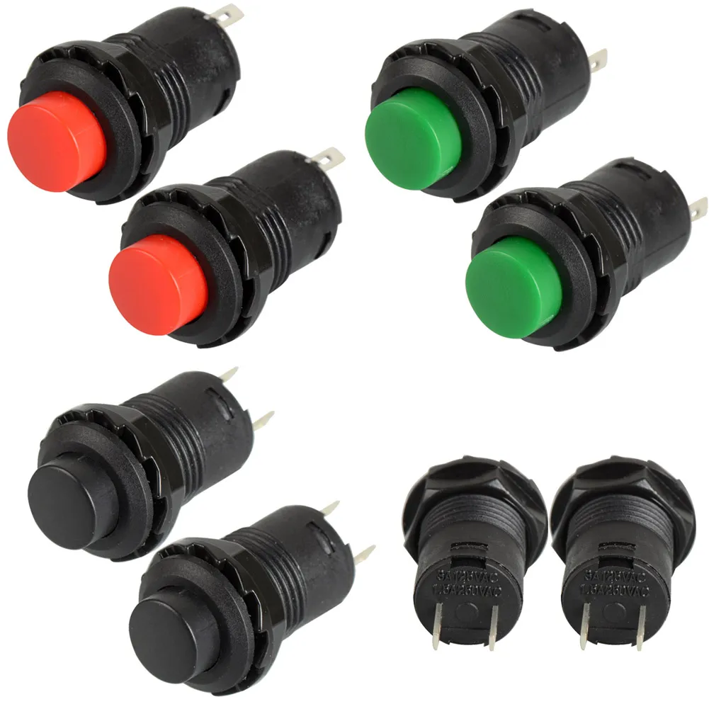 2Pcs Lock Self-locking OFF-ON Push Button Car Boat Switch 12mm 428# B00274