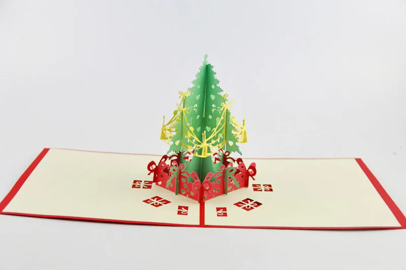 3D-groetkaart Gift Kaarten Kerst Gift Kerstdecoratie Kerstkaarten voor groet Bessing Kaarten Pop-up wenskaart