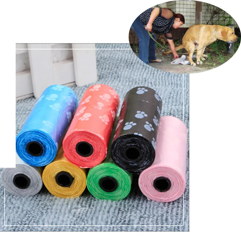 Cute Pet Garbage Bag Dog Foot Painted Dog Garbage Bag Clean-up Bag Pick Up Waste Poop Bag Refills Convenient Dog Poop Bag287J