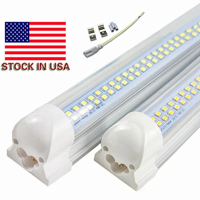 Stock In US + 4ft 8ft LED-Röhren Licht 72W Integrierte T8 LED-Lichtröhre 8 Fuß Doppelseiten 384LEDs 6800 Lumen AC 110-240V