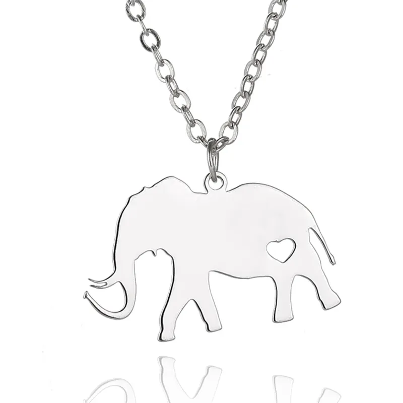 Collana con ciondolo a forma di elefante Gioielli con catena a maglie con ciondolo in acciaio inossidabile per uomini e donne Regali per bambini all'ingrosso