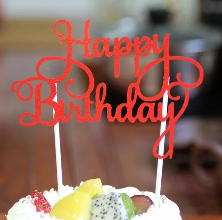 キラキラ幸せな誕生日の旗ケーキのトッパー装飾パーティーの恩恵を受けたステッカー装飾バナーカード誕生日ケーキアクセサリーG1036