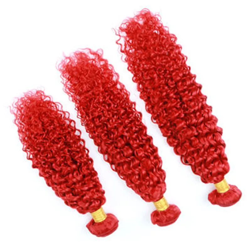 Brésiliens Crépus Bouclés Cheveux Rouge 99J Bourgogne Humide Et Ondulés Extension de Cheveux Humains Pas Cher Brésilien Bouclés Vierge Cheveux Rouge 3 Bundles