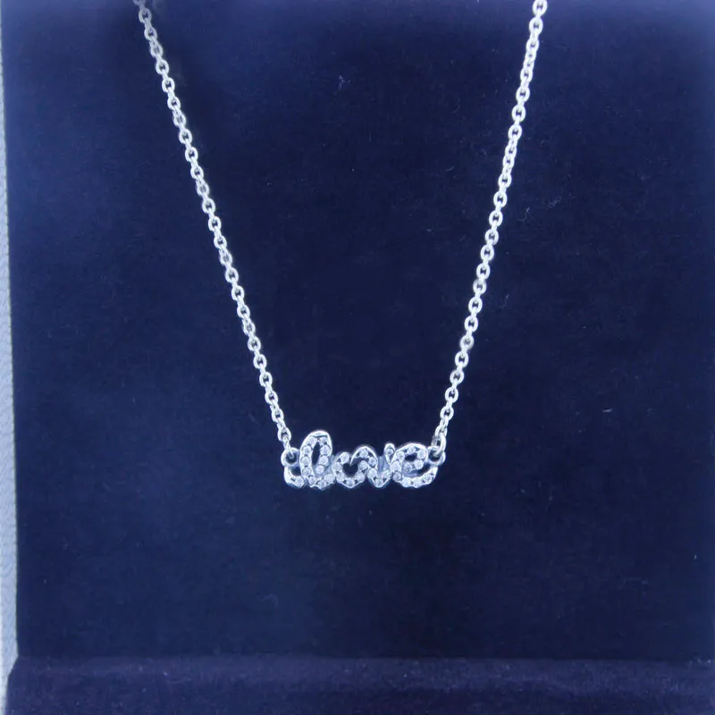 Collares con colgante de plata de ley 100% 925, joyería europea, collar de plata con firma de amor, nuevo collar Original para mujer, joyería DIY