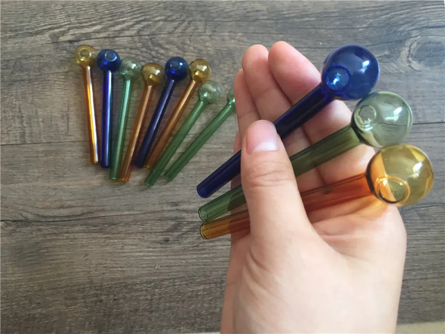 Pyrex glazen olie brander pijp kleurrijke blauw / groen / oranje glazen buis olie pijp glazen pijp olie nagel glas olie pijp dikke heldere glas