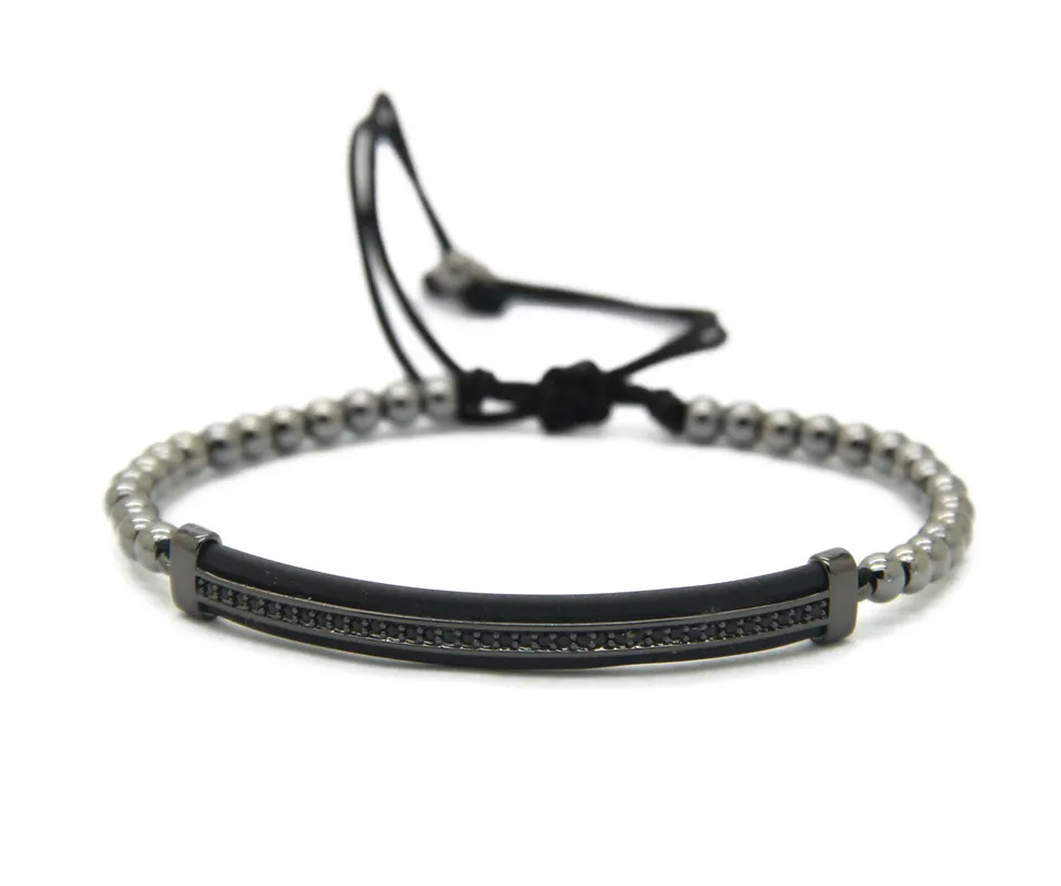 New Design Watch Protector CZ Macrame Bracelets With High Quality Black & White Zircon Long Tube Jewelry