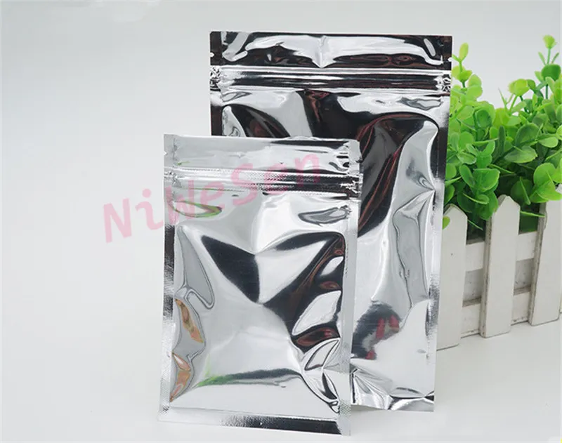 10x15cmlot X Silver plating Aluminium foil Zip Lock bags Mylar foil plastic pouches resealable zipper clip grip seal Foo1829393