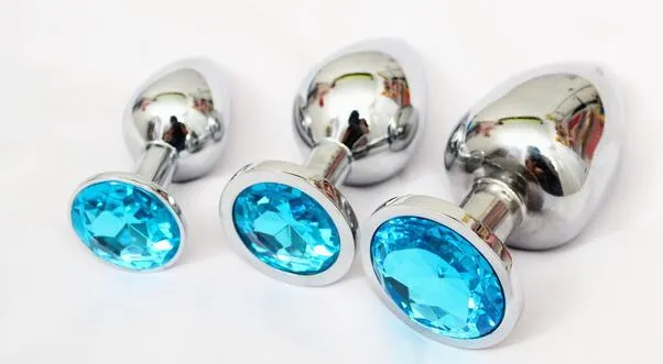 Metall Analplug 3 Größen 7,5 cm 8,5 cm 9,5 cm Analspielzeug, Butt Plug, Booty Beads, zufällige Farben Metall + Kristalljuwel 12