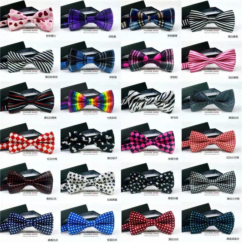 grid bow tie 34 colors 12*6cm Children's bowties Adjust the buckle Leopard grain color bowknot Occupational bowtie for Father's Day necktie