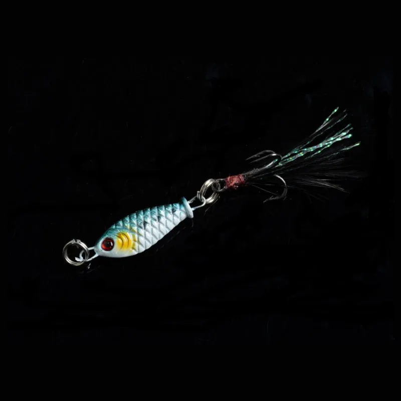 4 Färg 3.2cm 6g Mini Leaden Fisk Lures Baits Crankbaits Feather Hook 3D Eye Fishing Lure