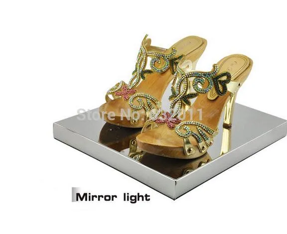 مرآة خفيفة معدنية معدن من الفولاذ المقاوم للصدأ الأحذية التي تظهر شاشة الصنادل عرض الحذاء حامل الحذاء رف رف