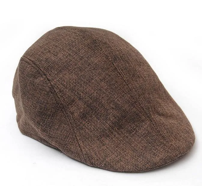 Helt nya Kvinnor Män Retro Cap Peaked Beret Fashion Linen Bomull Fransk Newsboy Visor Golf Körning Platt Cabbie Artist Hat Xmas Present 