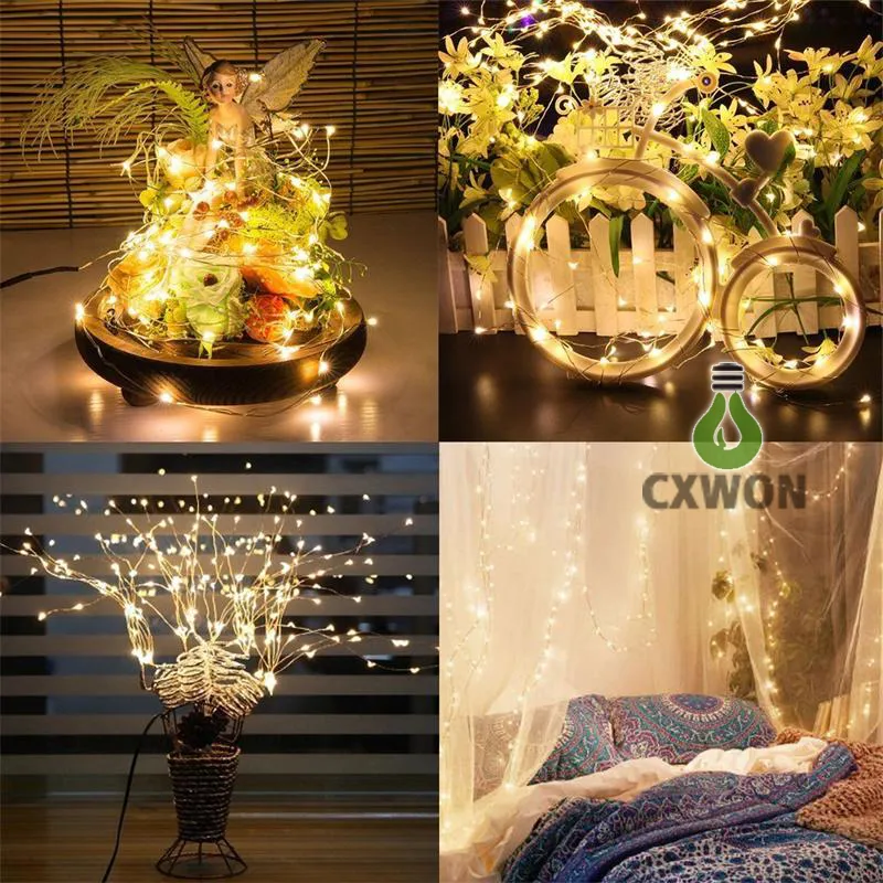 2m 20leds 5m 50leds LED String light outdoor Christmas Fairy Lights Lampada in filo di rame Illuminazione stellata con alimentazione a batteria 3AAA