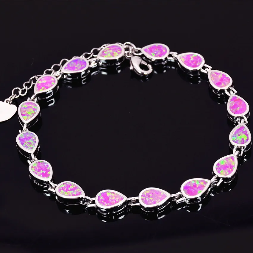 Großhandel Einzelhandel Mode Feines Weiß/Rosa/Grün/Blau Feueropal Armband 925 Silber Überzogener Schmuck BDS1513002