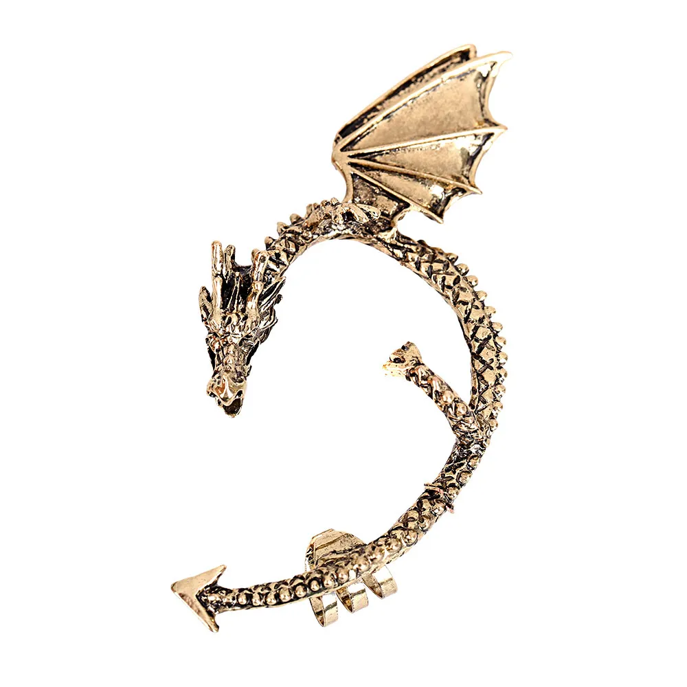 Moda Metal Clip Ear Cuff Stud Mujer Estilo Punk Wrap Dragon Pendiente SIN orificio para la oreja para Girlladies Jewelry