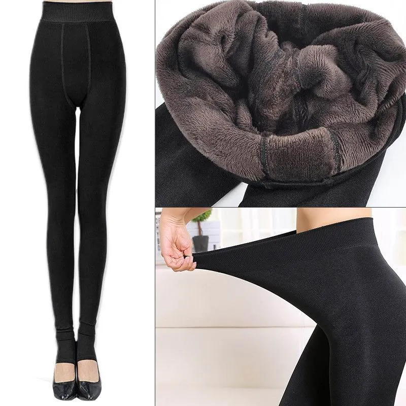 leggings for women Women Fleece Leggings Thick Winter Warm High Stretch  Waist Leggings Skinny Pants