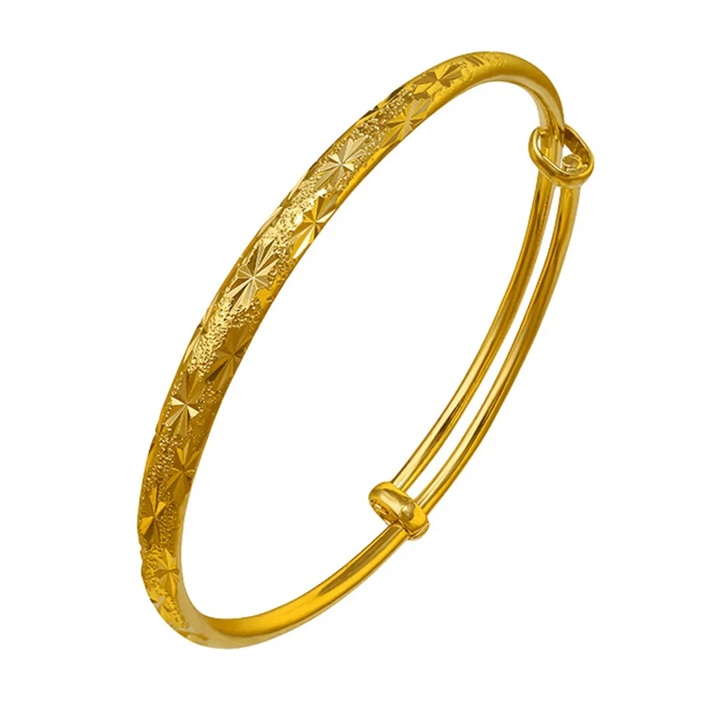 Dames Bangle Verstelbare Armband Diameter 60mm Gold Filled Classic Female Star Gesneden Bangle Bruiloft Sieraden 4mm Wide