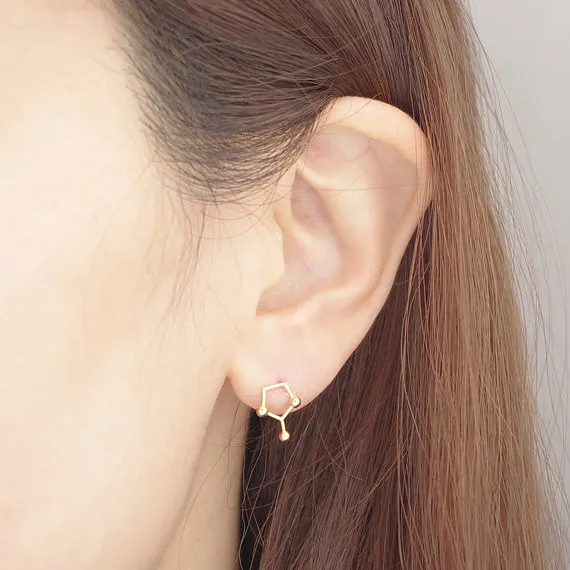 2016 new fashion stud earrings, scientific elements molecules button earrings wholesale women holiday best gift