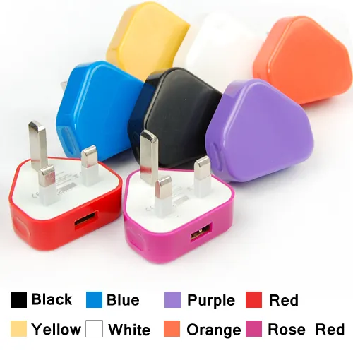 Colorful 3Pin UK Plug Wall Charger 0.6A Single USB AC Power Travel Adapter for Samsung S7 Edge and Other Phone DHL 