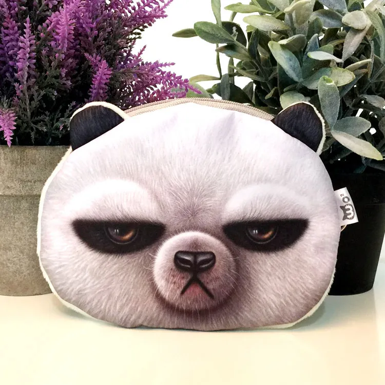 Neue Stil-Münzengeldbörsen, niedlicher 3D-Druck, Bärenkopf, Panda-Kaninchen, Tiere, Münzfach, Geldbörsen, Handtasche, Schlüsseltasche